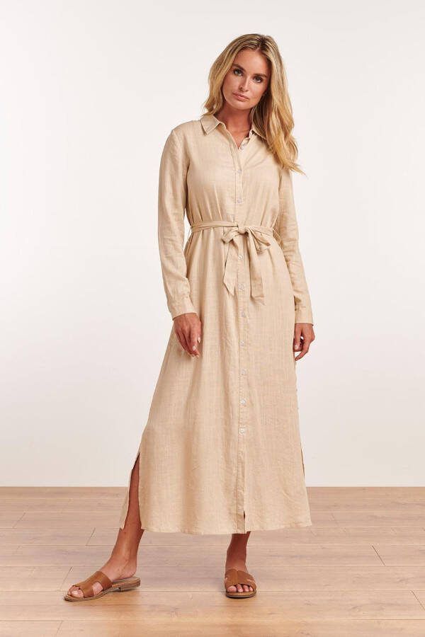 Smashed Lemon maxi blousejurk Scarlet met ceintuur zand