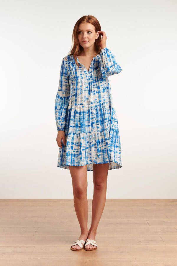 Smashed Lemon 22101 Jurk Batik Print Kort , Blauw, Dames