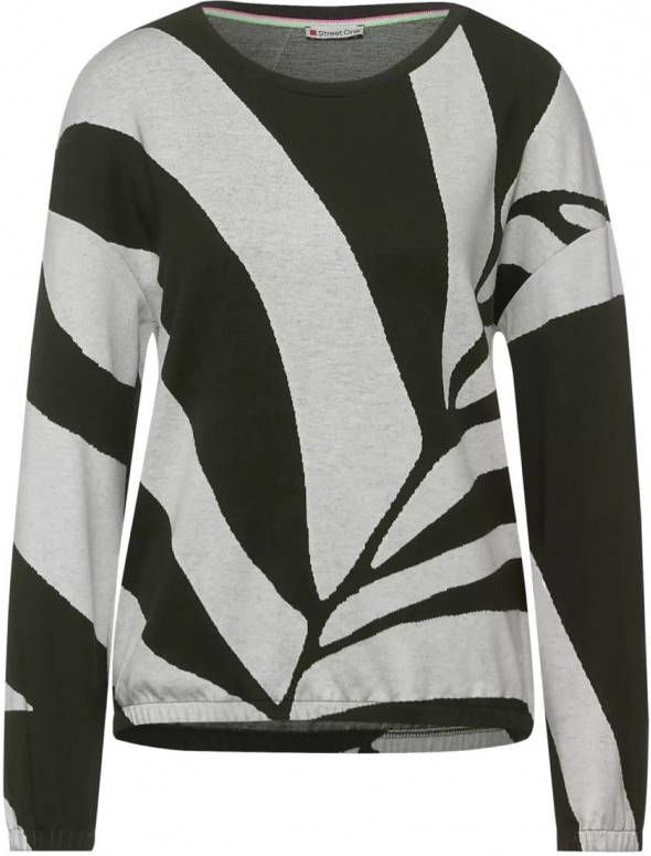 Street One trui met all over print grijs/zwart