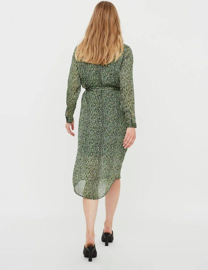 VERO MODA blousejurk Katinka met all over print en ceintuur groen