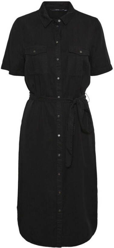 VERO MODA blousejurk VMSILJA met ceintuur zwart
