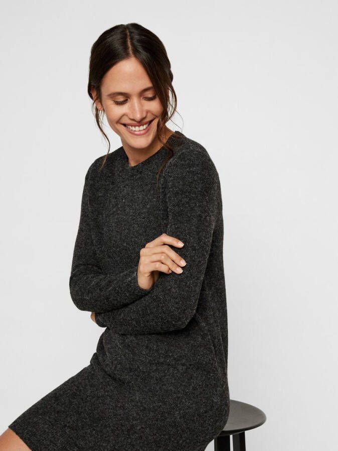 Vero Moda Vmdoffy LS O-Neck Dress Noos Black/MELANGE | Freewear Zwart