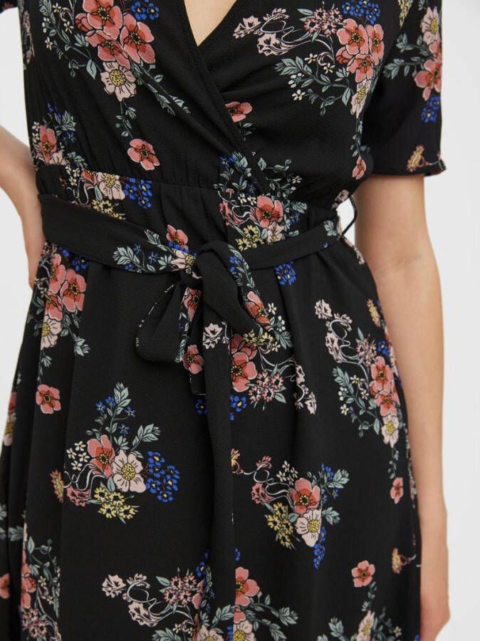 VERO MODA wikkeljurk VMSAGA van gerecycled polyester zwart/roze