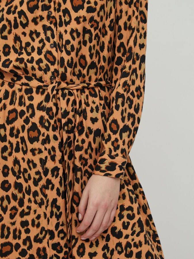 VILA blousejurk VIPAYA met panterprint en ceintuur bruin
