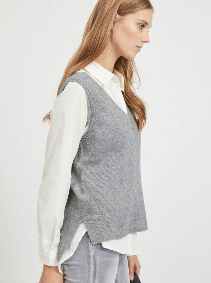 Vila V Neck Vest , Grijs, Dames