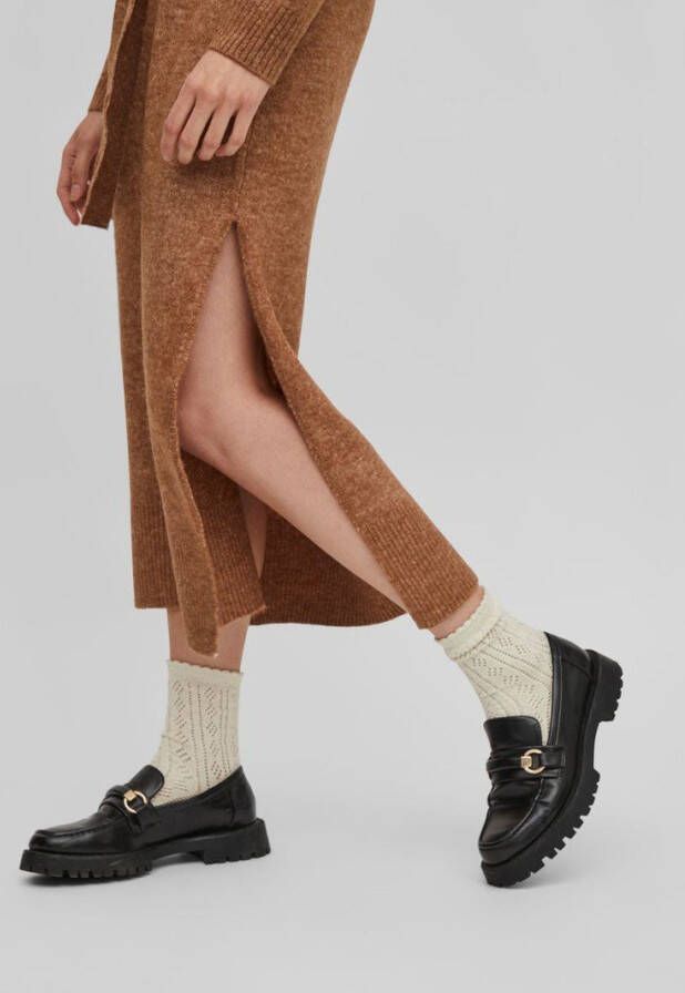 Vila Gebreide jurk knoopriem in de taille