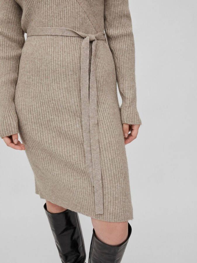 Vila Gebreide jurk lange mouwen