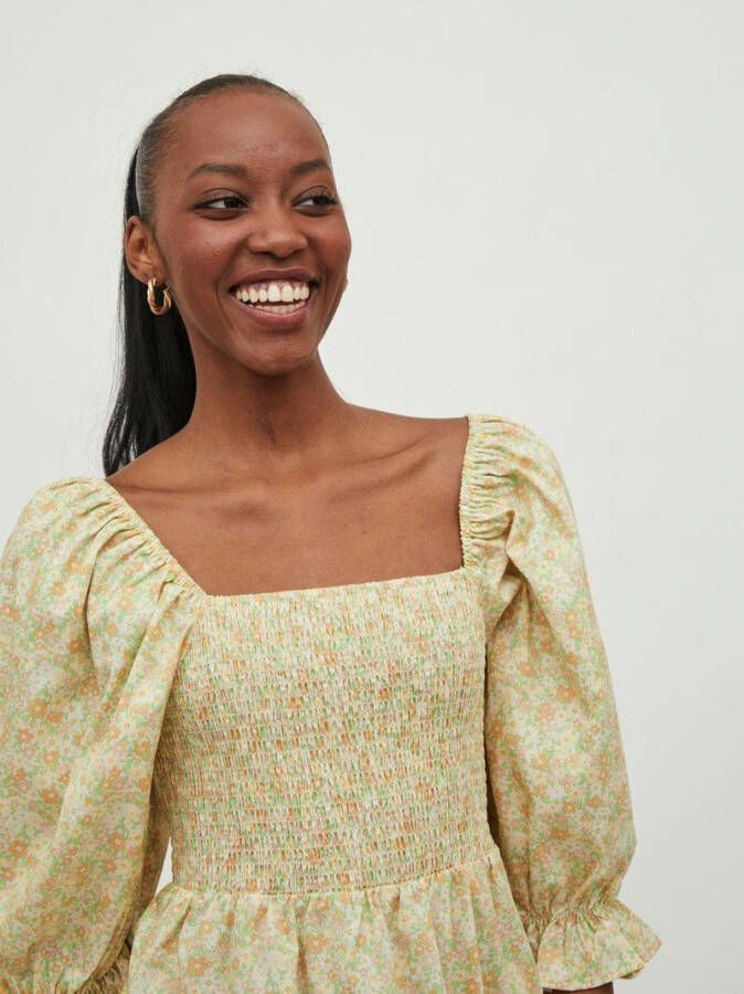 Vila Gesmokte jurk korte mouwen