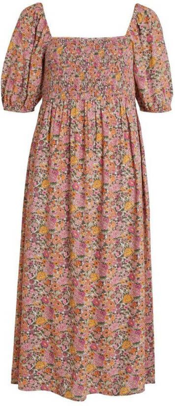 Vila Gesmokte jurk korte mouwen