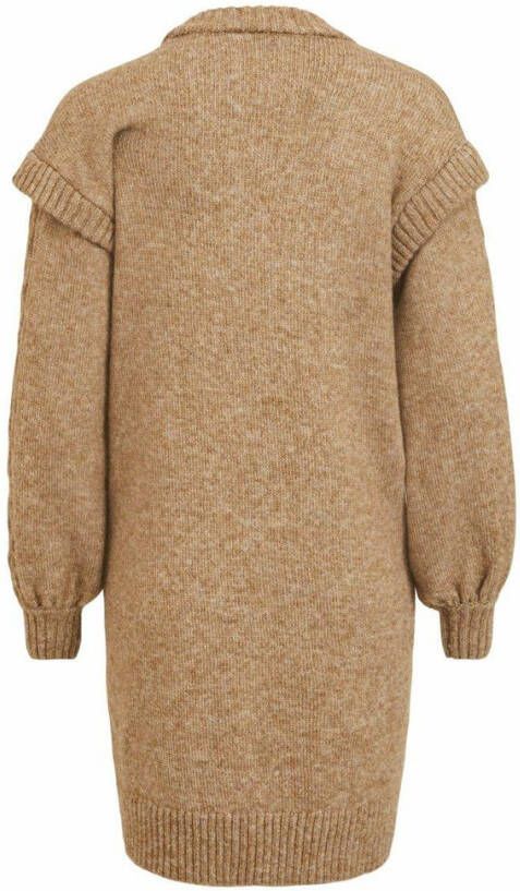 VILA gebreide jurk VIHENLEY van gerecycled polyester bruin
