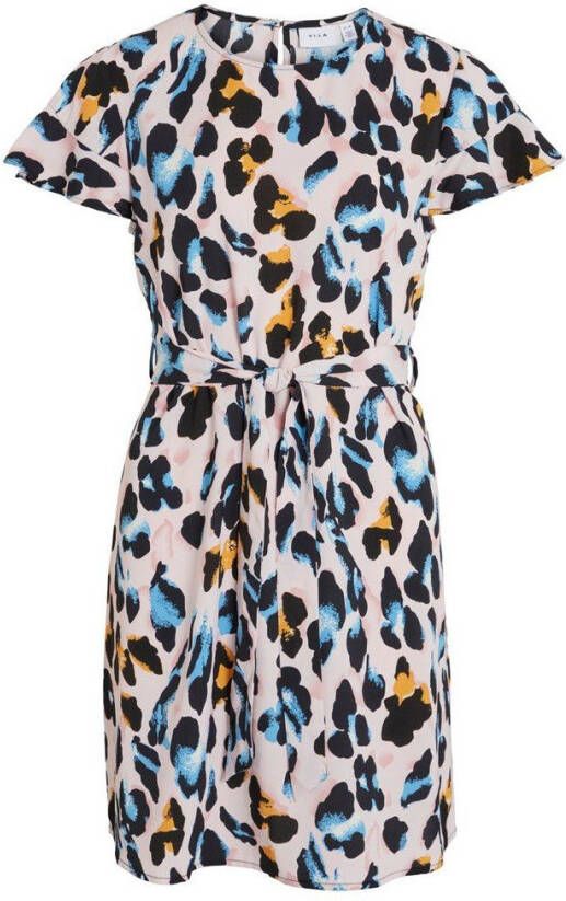 Vila Jurk met korte mouwen knoopriem in de taille