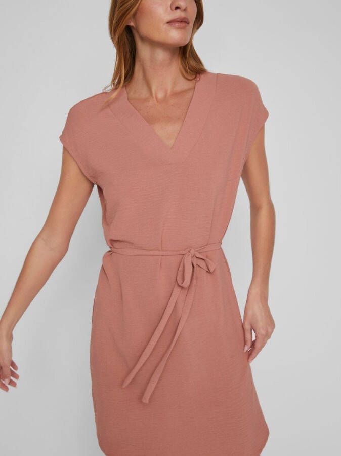 Vila Jurk met korte mouwen knoopriem in de taille