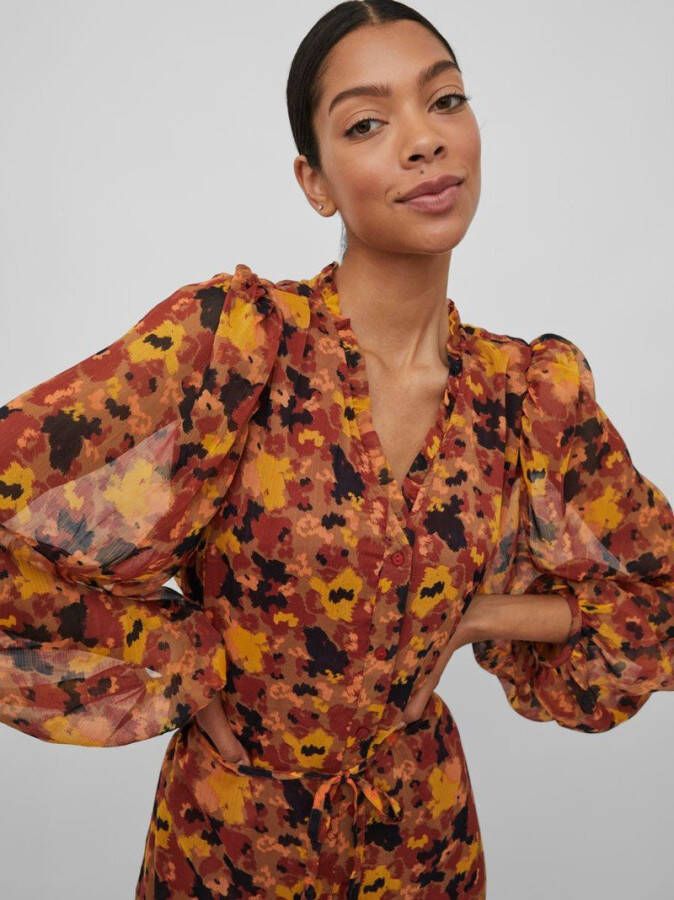 Vila Jurk met lange mouwen knoopriem in de taille