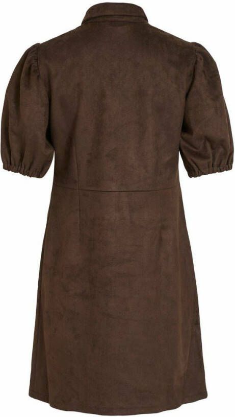 Vila Leren jurk pofmouw imitatie