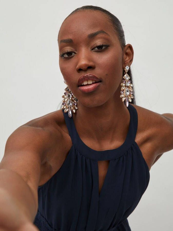 Vila Mørkeblå Halterneck Maksikjole