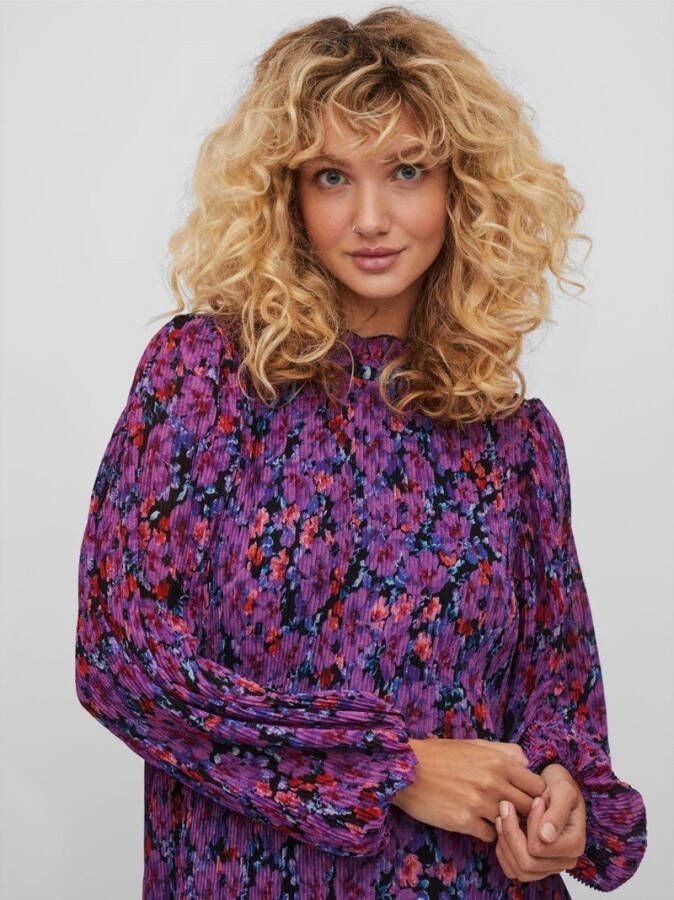 Vila Midi jurk geplooide lange mouwen