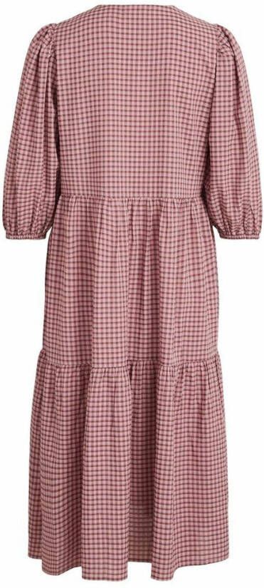 Vila Midi jurk geruit 3/4 mouwen