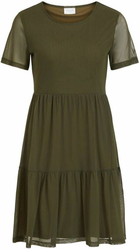 Vila Midi jurk korte mouw ruche