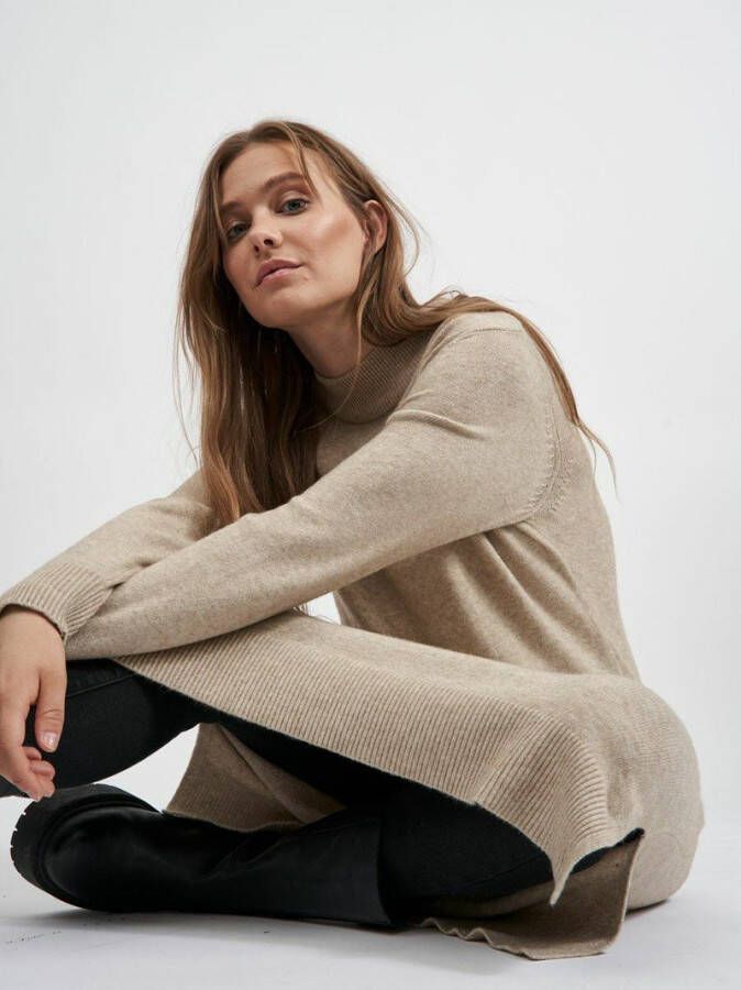 Vila Midi jurk lange mouwen ronde halslijn