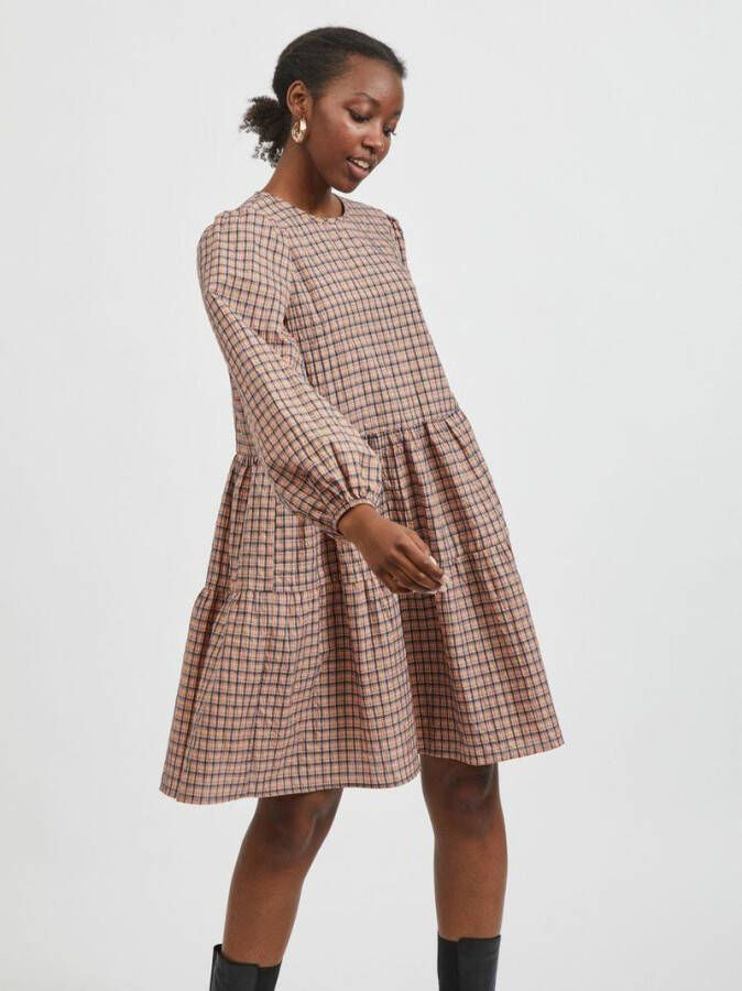 Vila Mini jurk geruite lange mouwen