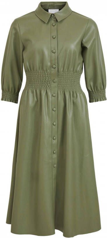 VILA imitatieleren blousejurk VIDOLORES groen