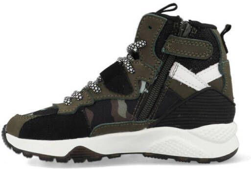 Vingino Gio Mid hoge leren sneakers legergroen