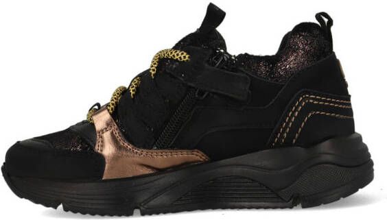 Vingino Lidya leren sneakers met panterprint zwart/roze