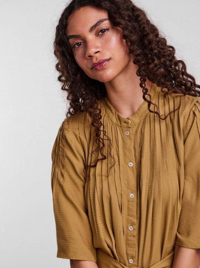 Y.A.S. Khaki Midi Jurk YasKanna 2/4 Long Shirt Dress