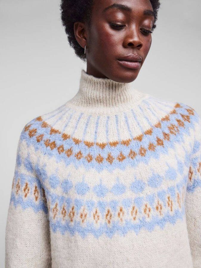 Y.A.S. Blauwe Midi Jurk Yasista Ls Knit Dress