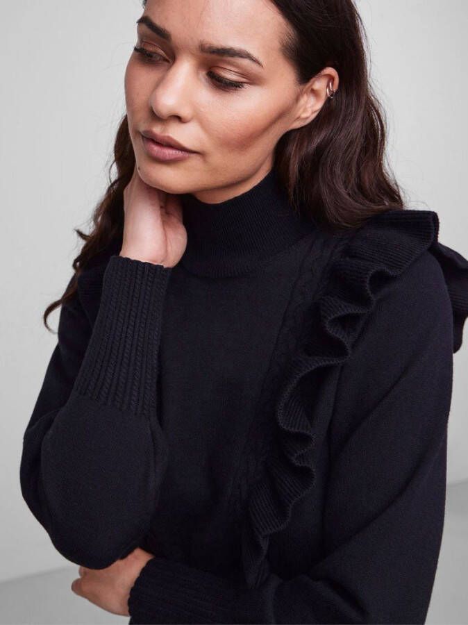 Y.A.S. Zwarte Midi Jurk Yasjello Ls Knit Dress