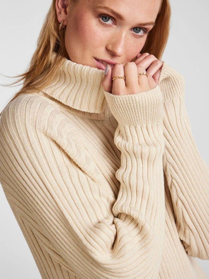 Y.A.S. Beige Midi Jurk Yasmavi Knit Midi Rollneck Dress