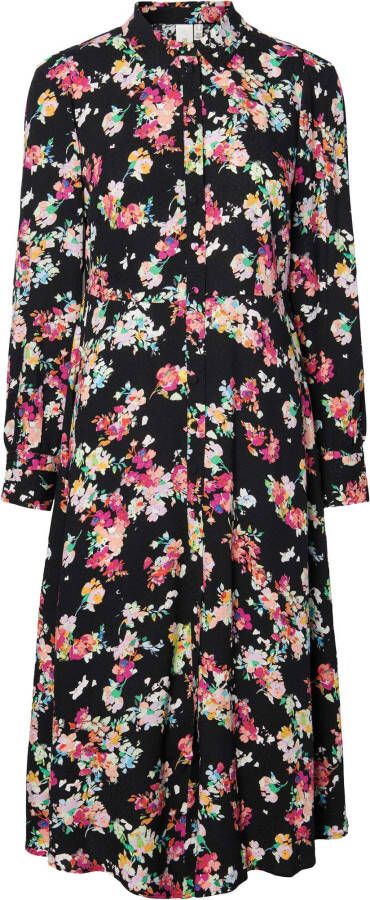Y.A.S Aloma ls midi shirt dress s. black/aloma print