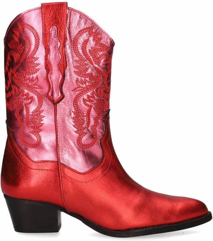Dwrs Brady metallic Westernboots , Rood, Dames
