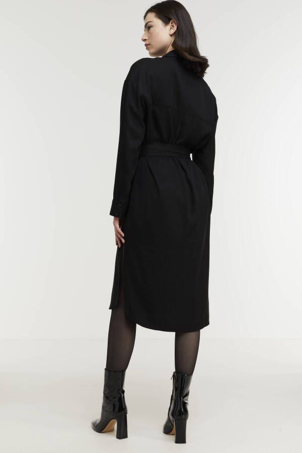 Calvin klein JEANS blousejurk met logo en ceintuur zwart