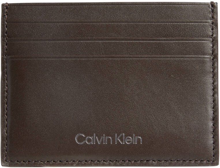 Calvin Klein leren pasjeshouder donkerbruin