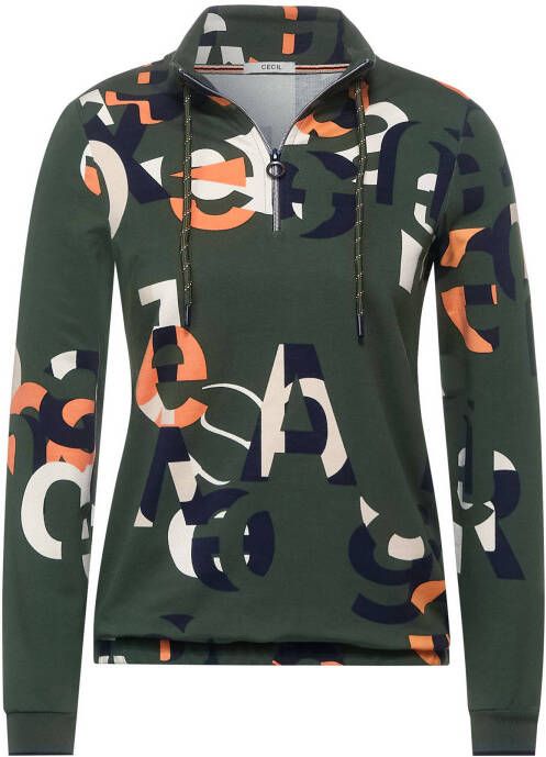 CECIL schipperstrui met all over print olijfgroen