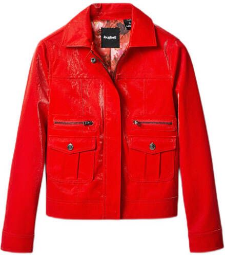 Desigual Blazer plain lapel collar front pockets , Rood, Dames