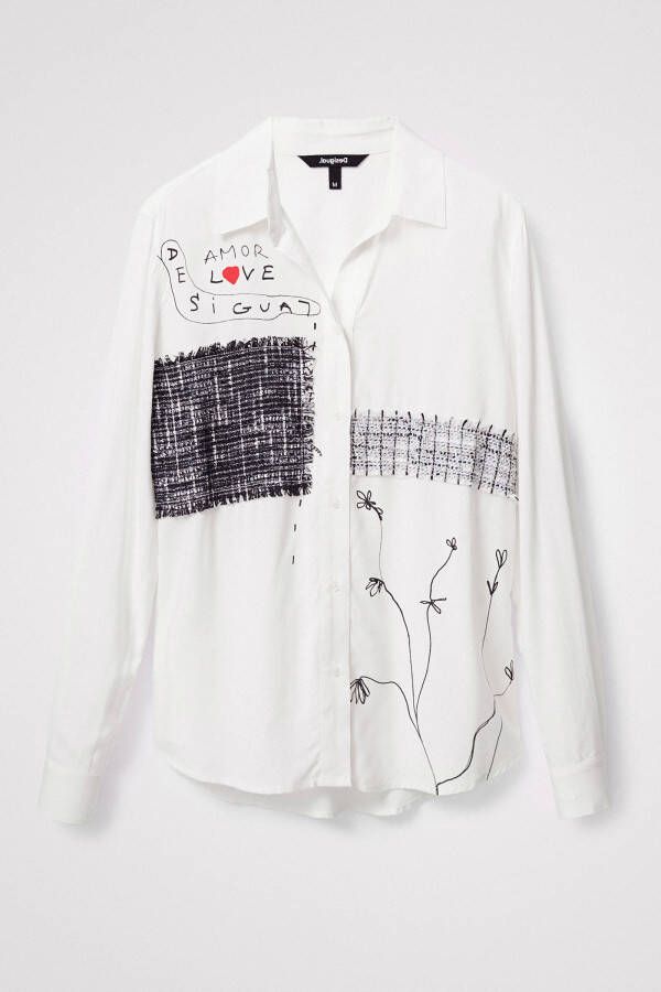 Desigual geweven blouse met printopdruk en borduursels wit/zwart/rood