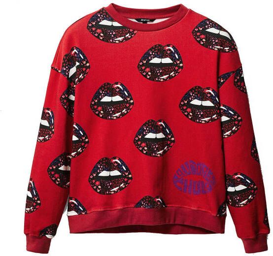 Desigual sweater met all over print rood/zwart/paars