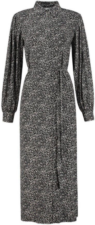 Fifth House blousejurk Solana met all over print en plooien zwart/gebroken wit