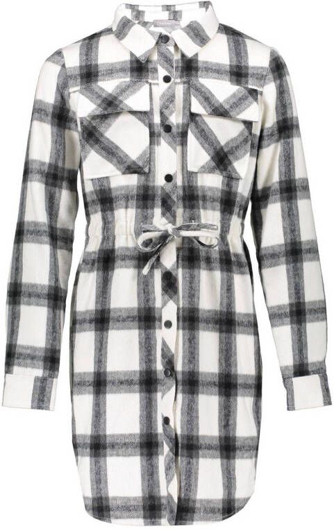 Geisha geruite flanellen blousejurk zwart/wit