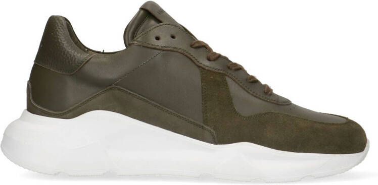 Manfield chunky leren sneakers groen