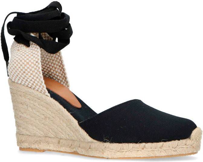 Manfield espadrilles met sleehak zwart