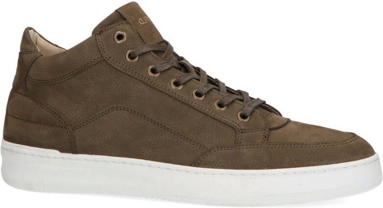 Manfield hoge nubuck sneakers kaki