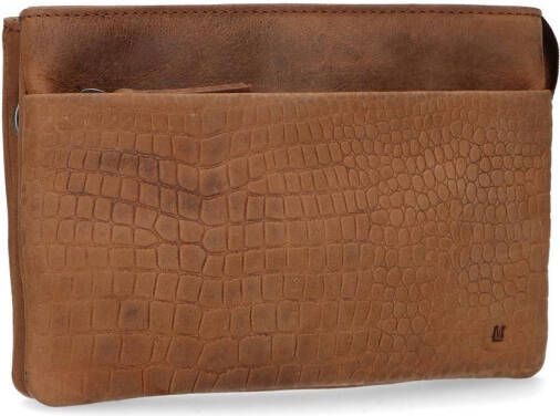Manfield leren clutch cognac