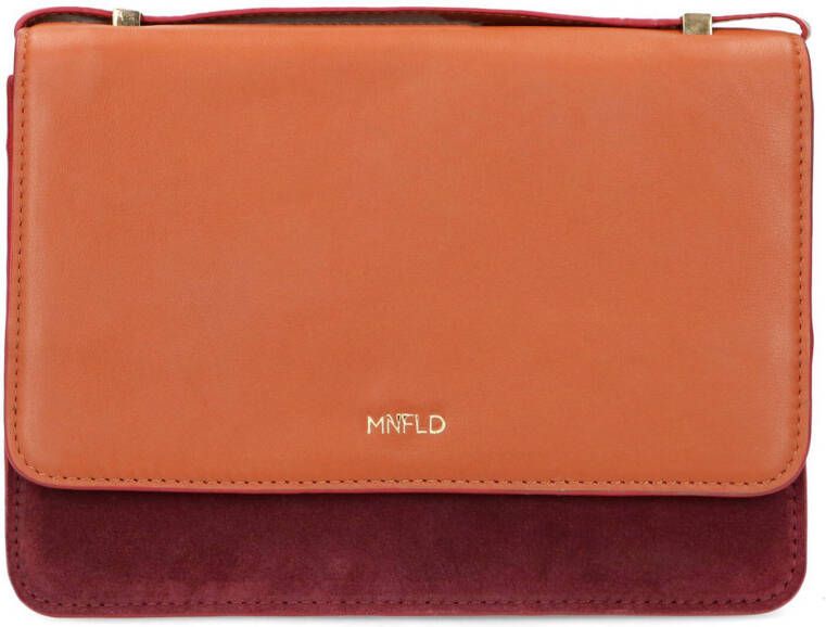 Manfield leren crossbody tas aubergine/cognac