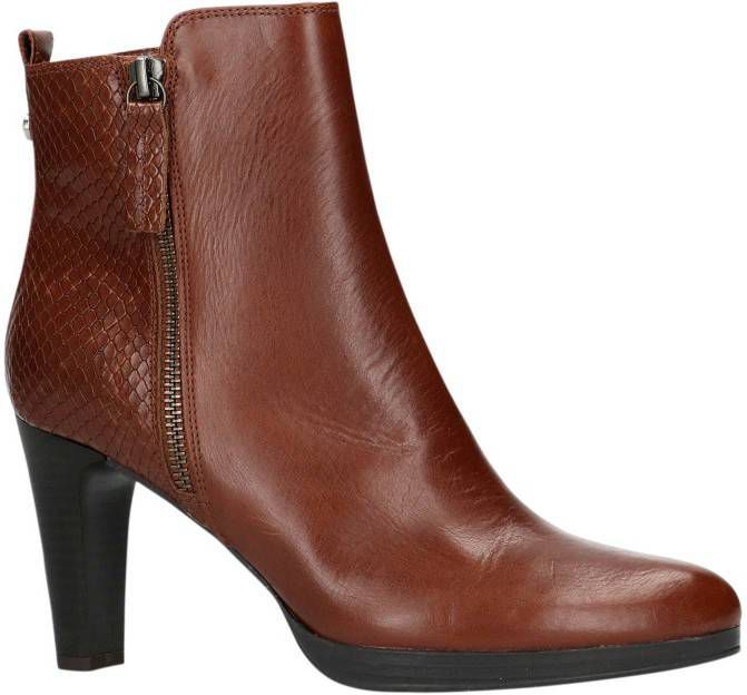 Manfield leren enkellaarzen cognac