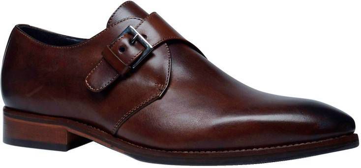 Manfield leren gespschoenen donkerbruin