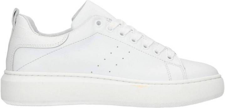 Manfield leren plateau sneakers wit