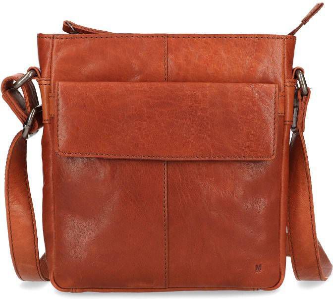 Manfield leren schoudertas cognac